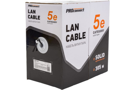 Купить Интернет кабель наружн. UTP 4PR 24AWG  CCA  CAT5e  PE  305м  черный  PROCONNECT фото №3